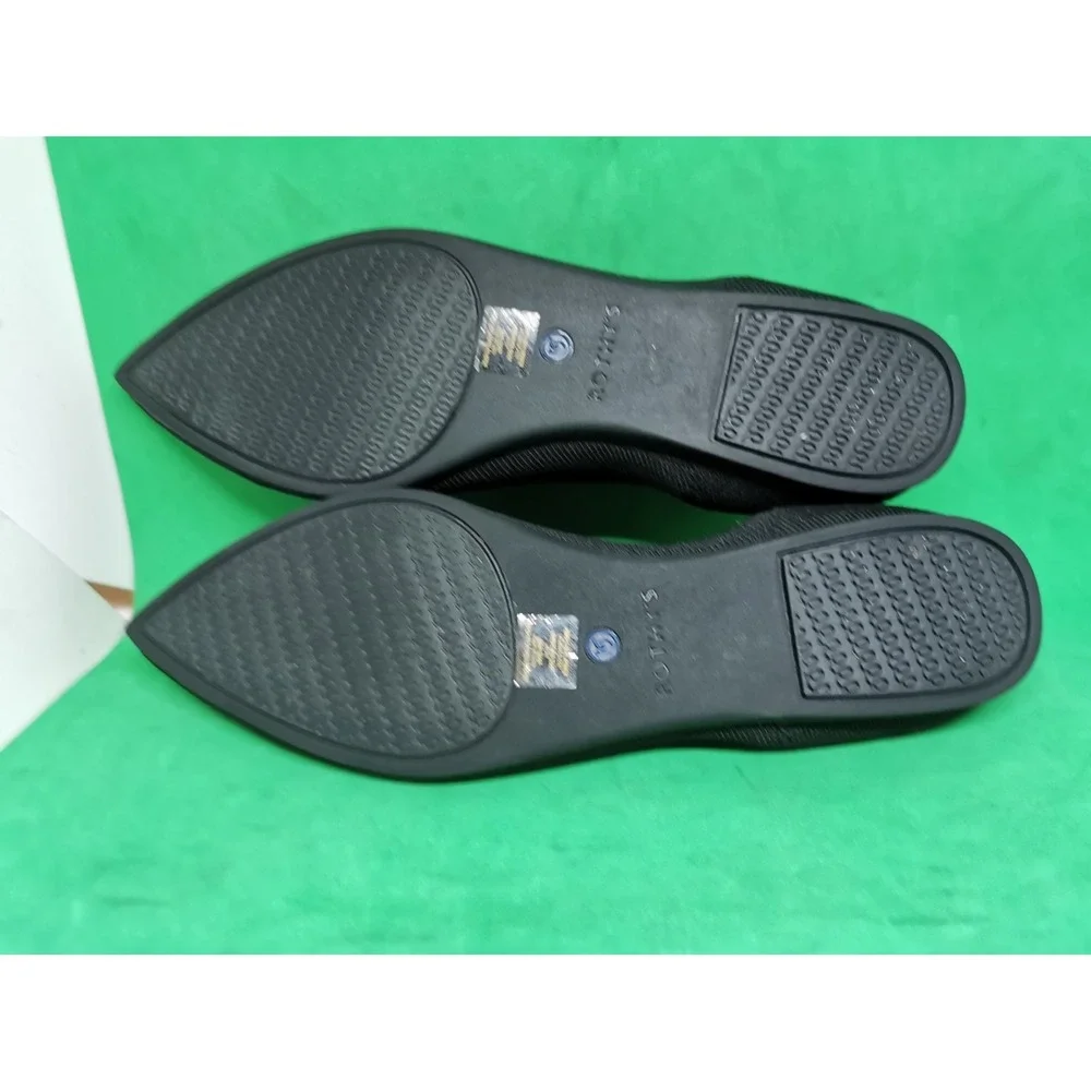 Rothy's The Point Flats Womens Slip On Black Blue Knit Pointed Toe Size 9.5